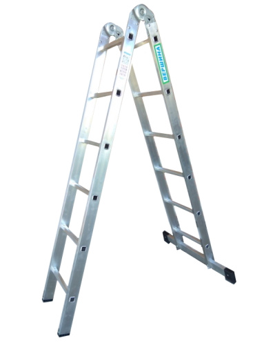 Лестница 2-х секционная алюминиевая шарнирная 2*6 по ценам производителя в Москве с доставкой по всей России