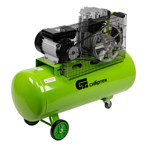 Компрессор воздушный КР-2200/100, 2.2 кВт, 350 л/мин, 100 л, ременной привод, масляный Сибртех по ценам производителя в Москве с доставкой по всей России
