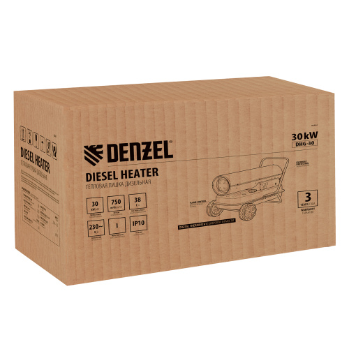 Дизельная тепловая пушка DHG-30, 30 кВт, 750 м3/ч, прямой нагрев Denzel по ценам производителя в Москве с доставкой по всей России