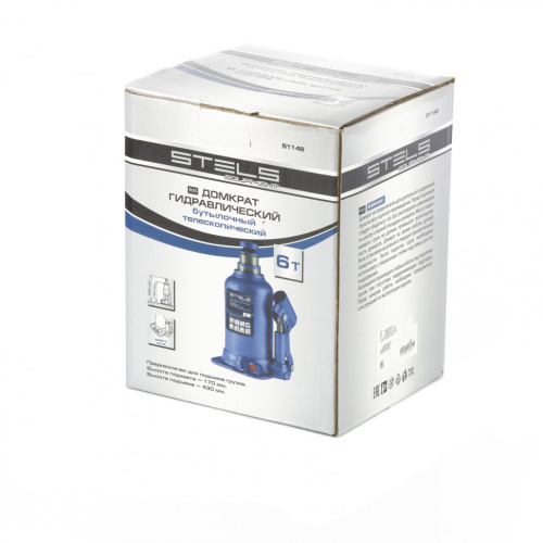 Домкрат гидравлический бутылочный телескопический, 6 т, подъем 170-430 мм Stels по ценам производителя в Москве с доставкой по всей России