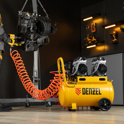 Компрессор безмасляный, малошумный DLS 1500/50, 1500 ВТ, 2x750, 50 л, 260 л/мин Denzel по ценам производителя в Москве с доставкой по всей России
