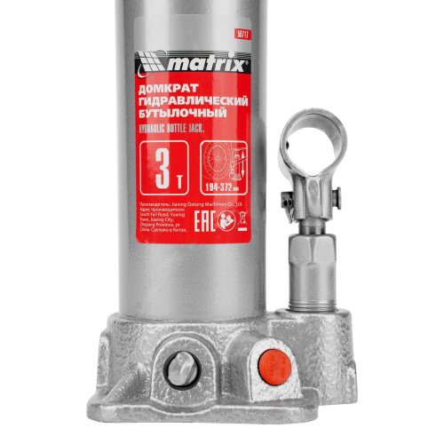Домкрат гидравлический бутылочный, 3 т, высота подъема 194-372 мм Matrix по ценам производителя в Москве с доставкой по всей России