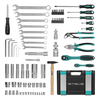 Набор инструментов, 1/2", 1/4", CrV, 12 гранные головки, пластиковый кейс, 76 предметов Stels по ценам производителя в Москве с доставкой по всей России