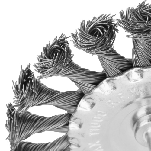 Щетка для дрели, 100 мм, плоская со шпилькой, крученая металлическая проволока Matrix по ценам производителя в Москве с доставкой по всей России