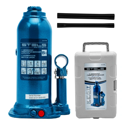 Домкрат гидравлический бутылочный, 5 т, h подъема 207-404 мм, в пластиковом кейсе Stels по ценам производителя в Москве с доставкой по всей России