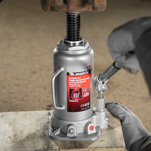 Домкрат гидравлический бутылочный, 15 т, высота подъема 230-460 мм Matrix по ценам производителя в Москве с доставкой по всей России