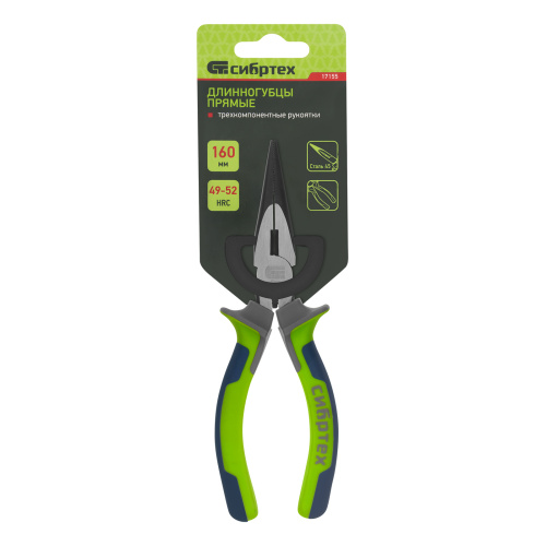 Длинногубцы прямые 160 мм, фосфатирование, трехкомпонентные рукоятки Сибртех по ценам производителя в Москве с доставкой по всей России