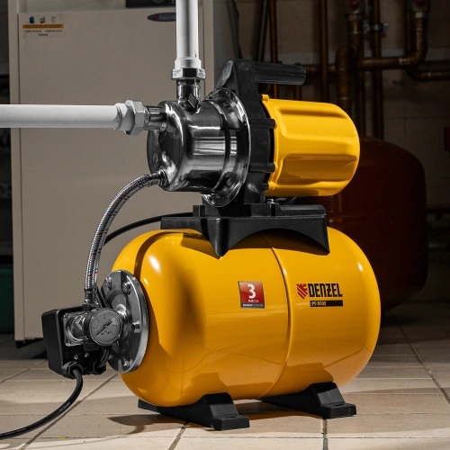 Насосная станция PS800X, 800 Вт, 3200 л/ч, ресивер 24 л, подъем 38 м, нержавейка Denzel по ценам производителя в Москве с доставкой по всей России