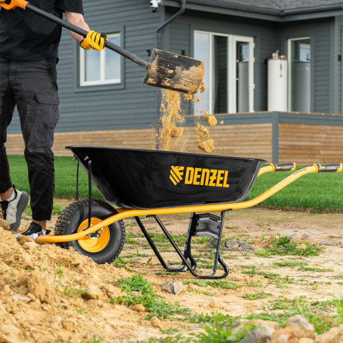 Тачка строительная, усиленная, объем 130 л, 230 кг, колесо 15х6.00-6 Denzel по ценам производителя в Москве с доставкой по всей России