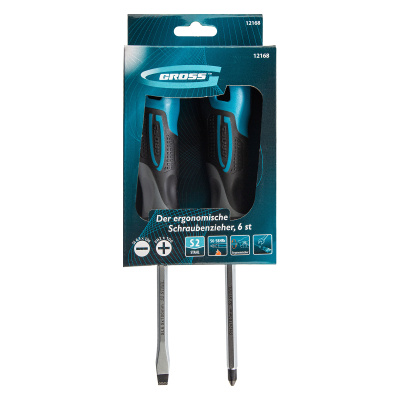 Набор отверток комбинированный 2 шт, S2, трехкомпонентная рукоятка Gross по ценам производителя в Москве с доставкой по всей России