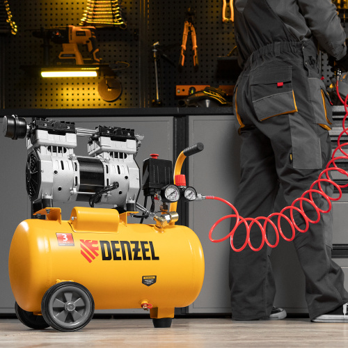 Компрессор DLS950/24 безмаслянный малошумный 950 Вт, 165 л/мин, ресивер 24 л Denzel по ценам производителя в Москве с доставкой по всей России