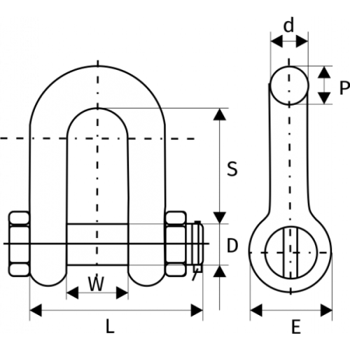 Скоба прямая  12 т, G2150, с гайкой и шплинтом размер 1 - 1/4 по ценам производителя в Москве с доставкой по всей России