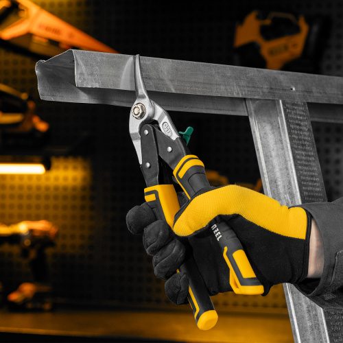 Ножницы по металлу, 270 мм, прямой и правый рез, сталь-СrMo, трехкомпонентные рукоятки Denzel по ценам производителя в Москве с доставкой по всей России