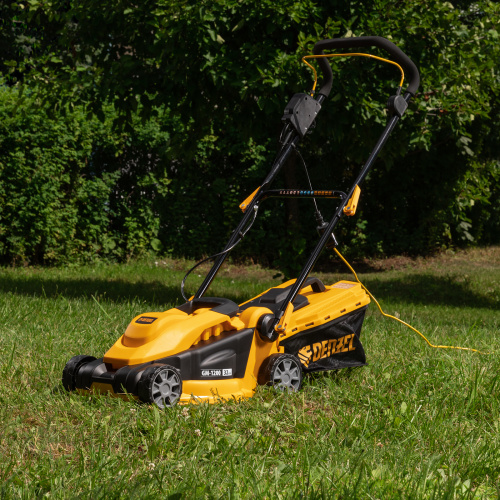 Газонокосилка электрическая GM-1200, 1200 Вт, ширина 32 см, 3 уровня, травосборник 25 л. Denzel по ценам производителя в Москве с доставкой по всей России