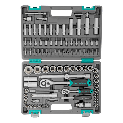 Набор инструментов, 1/2", 1/4", CrV, пластиковый кейс 94 предмета Stels по ценам производителя в Москве с доставкой по всей России