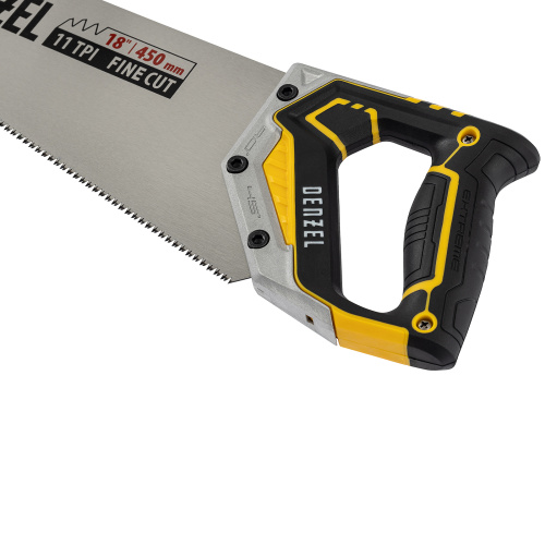 Ножовка по дереву, 450 мм, 11 TPI, зуб 3D, металлопластиковая рукоятка Denzel по ценам производителя в Москве с доставкой по всей России