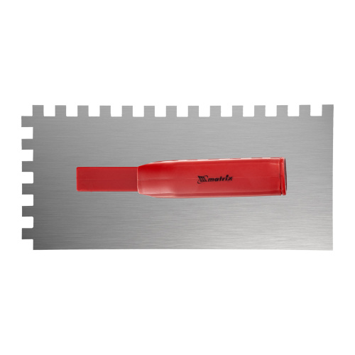 Гладилка стальная, 280 x 130 мм, зеркальная полировка, пластмастмассовая ручка, зуб 10 x 10 мм Matrix по ценам производителя в Москве с доставкой по всей России