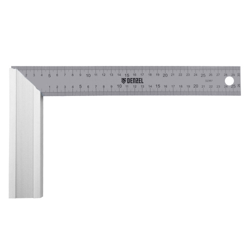 Угольник стальной 300 мм, нержавеющая сталь, градуировка, алюминиевое основание Denzel по ценам производителя в Москве с доставкой по всей России