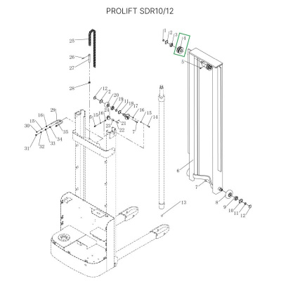 Ролик цепи редуктора ведущего колеса в сборе для штабелеров SDR 1-1,2 т, SDR1635 по ценам производителя в Москве с доставкой по всей России