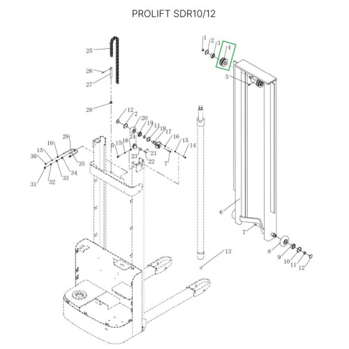 Ролик цепи редуктора ведущего колеса в сборе для штабелеров SDR 1-1,2 т, SDR1635 по ценам производителя в Москве с доставкой по всей России