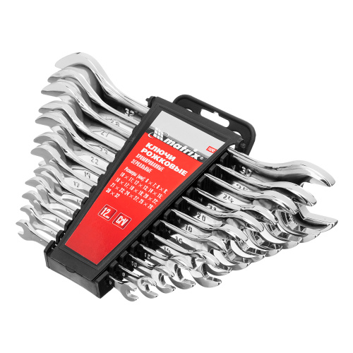 Набор ключей рожковых 12 шт, (6-32мм) CrV, EllipticaL зеркальное хромирование Matrix по ценам производителя в Москве с доставкой по всей России