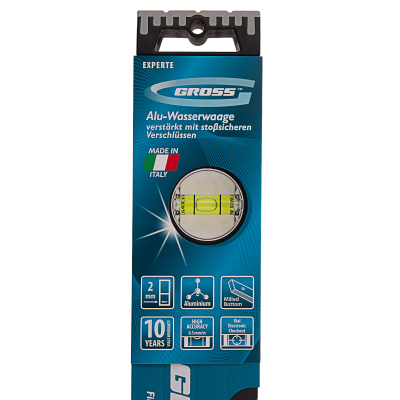 Уровень алюминиевый, 400 мм, усиленный с ударопрочными заглушками, 3 глазка Gross по ценам производителя в Москве с доставкой по всей России