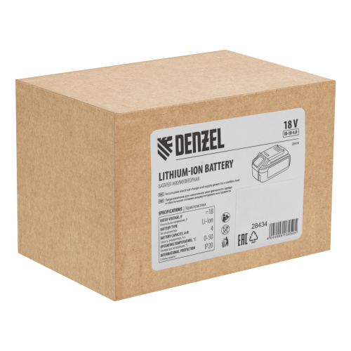 Батарея аккумуляторная IB-18-4.0, Li-Ion, 18 В, 4.0 А/ч Denzel по ценам производителя в Москве с доставкой по всей России