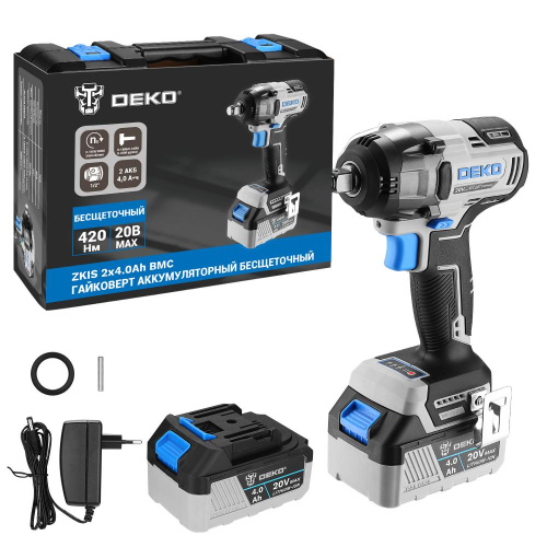 Гайковерт аккумуляторный бесщеточный DEKO ZKIS, 20В, 2*4.0Ач, 420 Нм, в кейсе купить в Москве с доставкой по всей России | ProtosMarket.ru