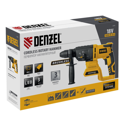 Перфоратор аккумуляторный BLRH-IB-26-0 Li-Ion, 18 В Denzel по ценам производителя в Москве с доставкой по всей России