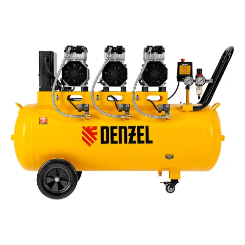 Компрессор безмасляный, малошумный  DLS 2250/100, 2250 Вт, 3x750, 100 л, 410 л/мин блок управления/ Denzel по ценам производителя в Москве с доставкой по всей России