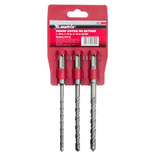 Набор буров по бетону, 6 х 160, 8 х 160, 10 х 160 мм, 3 шт, на подвесной карте, SDS Plus Matrix по ценам производителя в Москве с доставкой по всей России
