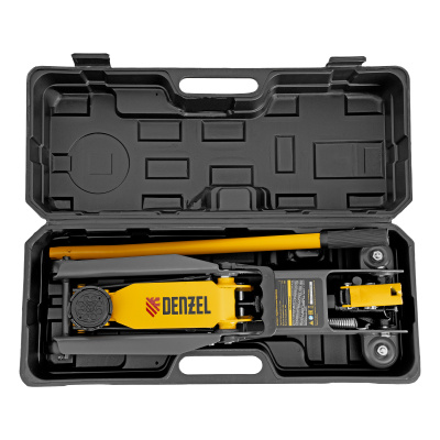 Домкрат гидравлический подкатной, 2 т, 135-385 мм, в пласт. кейсе Denzel по ценам производителя в Москве с доставкой по всей России