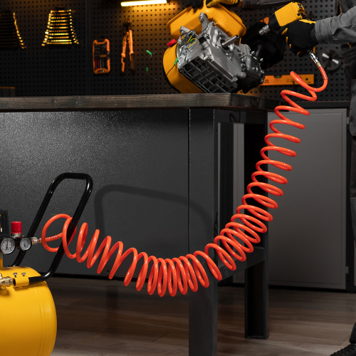 Шланг спиральный воздушный 8 х 12 мм, 18 бар, с быстросъемными соединениями, 10м Stels по ценам производителя в Москве с доставкой по всей России