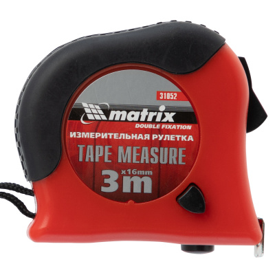Рулетка Double fixation,3 м х 16 мм,обрезиненный корпус,двойная плавная фиксация Matrix по ценам производителя в Москве с доставкой по всей России