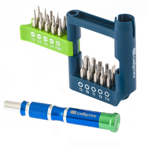 Отвертка для точных работ с набором бит, 21 шт, CrV Сибртех по ценам производителя в Москве с доставкой по всей России