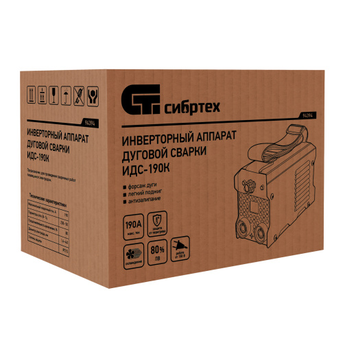 Инверторный аппарат дуговой сварки ИДС-190K, 190 А, ПВ 80%, диаметр электрода 1,6-4 мм Сибртех по ценам производителя в Москве с доставкой по всей России