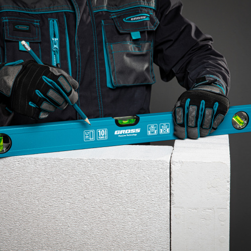 Уровень алюминиевый усиленный, 800 мм, 3 глазка Gross по ценам производителя в Москве с доставкой по всей России