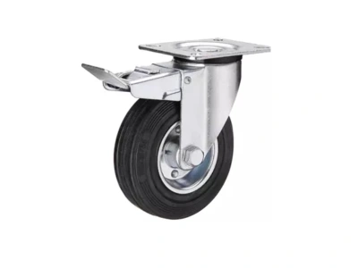 Колесо поворотное усиленное резина SRCB 97 80 мм с тормозом по ценам производителя в Москве с доставкой по всей России