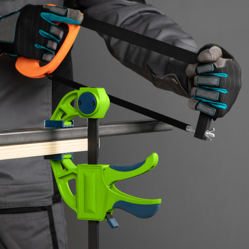 Струбцина F-образная, быстрозажимная, 150 х 70 х 360 мм, пластиковый корпус, фиксатор, двухкомпонентная рукоятка Сибртех по ценам производителя в Москве с доставкой по всей России