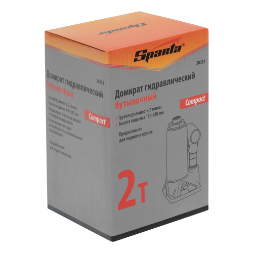 Домкрат гидравлический бутылочный 2 т, h подъема 150-280 мм Sparta Compact по ценам производителя в Москве с доставкой по всей России