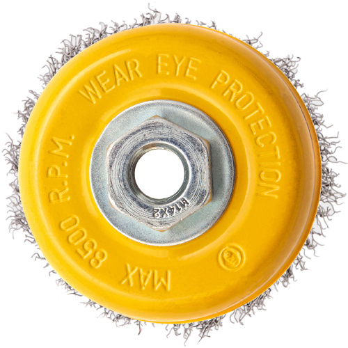 Щетка для УШМ, 100 мм, "Чашка", витая нержавеющая проволока 0.3 мм, М14 Denzel по ценам производителя в Москве с доставкой по всей России