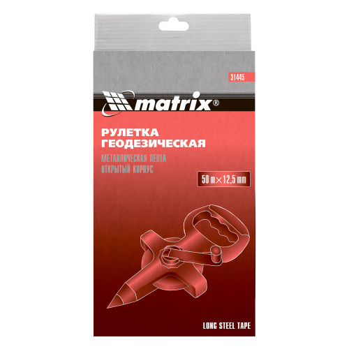 Рулетка геодезическая, 50 м х 12,5 мм, металлическая лента, открытый корпус Matrix по ценам производителя в Москве с доставкой по всей России