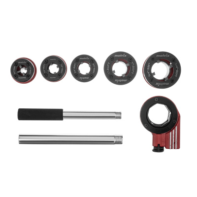 Набор клуппов 1/4-1/2-3/4-1-1.25"+ плашкодержатель с трещоткой, 8 предметов Matrix по ценам производителя в Москве с доставкой по всей России