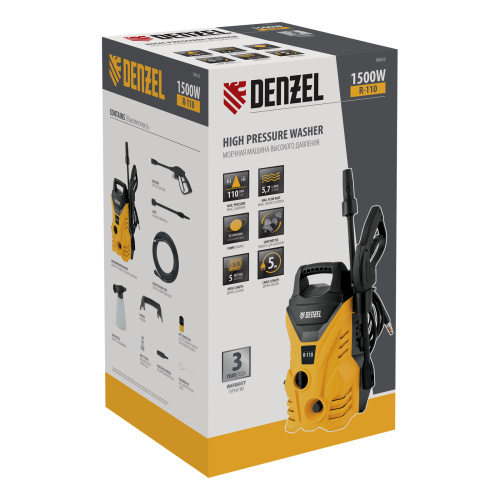 Моечная машина высокого давления R-110, 1500 Вт, 110 бар, 5,7 л/мин, переносная Denzel по ценам производителя в Москве с доставкой по всей России