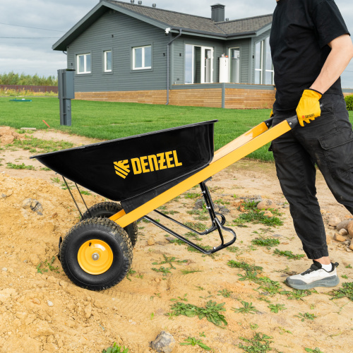 Тачка строительная, усиленная, объем 140 л, 250 кг, двухколесная, колесо 15х6.00-6 Denzel по ценам производителя в Москве с доставкой по всей России
