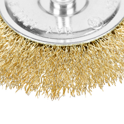 Щетка для дрели 100 мм, плоская со шпилькой, латунированная витая проволока Matrix по ценам производителя в Москве с доставкой по всей России