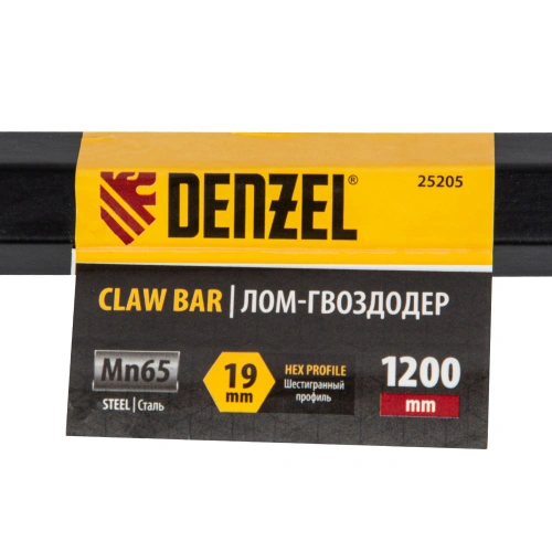 Лом-гвоздодер, 1200 мм, шестигранный 19 мм, окрашенный, сталь 65 Denzel по ценам производителя в Москве с доставкой по всей России