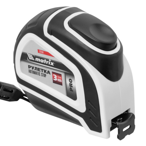 Рулетка Autostop,3 м х 16 мм,двухкомпонентный корпус,автоматическая фиксация,Pro Matrix по ценам производителя в Москве с доставкой по всей России