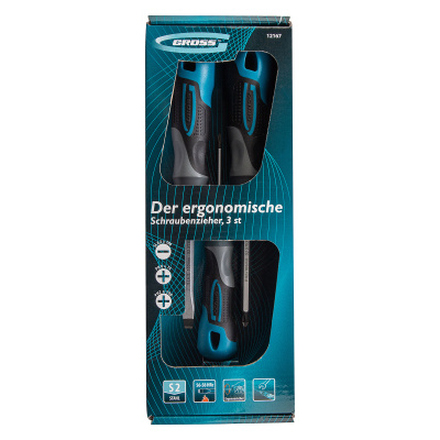 Набор отверток комбинированный 3 шт, S2, трехкомпонентная рукоятка Gross по ценам производителя в Москве с доставкой по всей России
