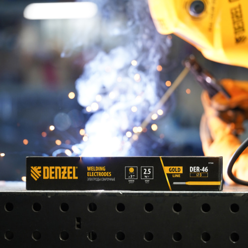 Электроды DER-46 Goldline, диам. 3 мм, 2,5 кг, рутил-целлюлозное покрытие Denzel по ценам производителя в Москве с доставкой по всей России